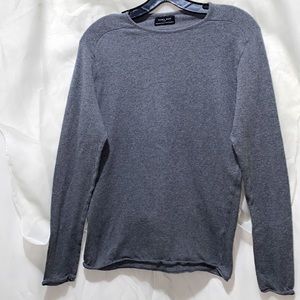 MEN  ZARA MAN GREY SCOOP NECK LONG SLEEVE SWEATER SZ M